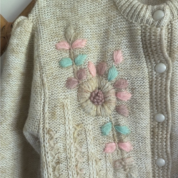 Vintage Grandma Cardigan with Floral Embroidery - Picture 2 of 5